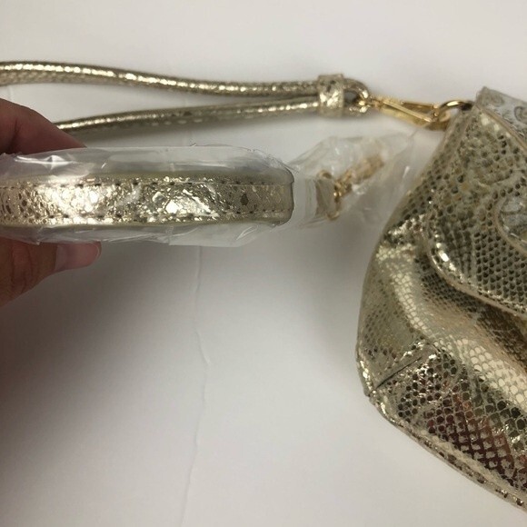 Debbie Brooks NY Gold Silk Screened Handbag Clutch Interchangeable - Picture 6 of 16